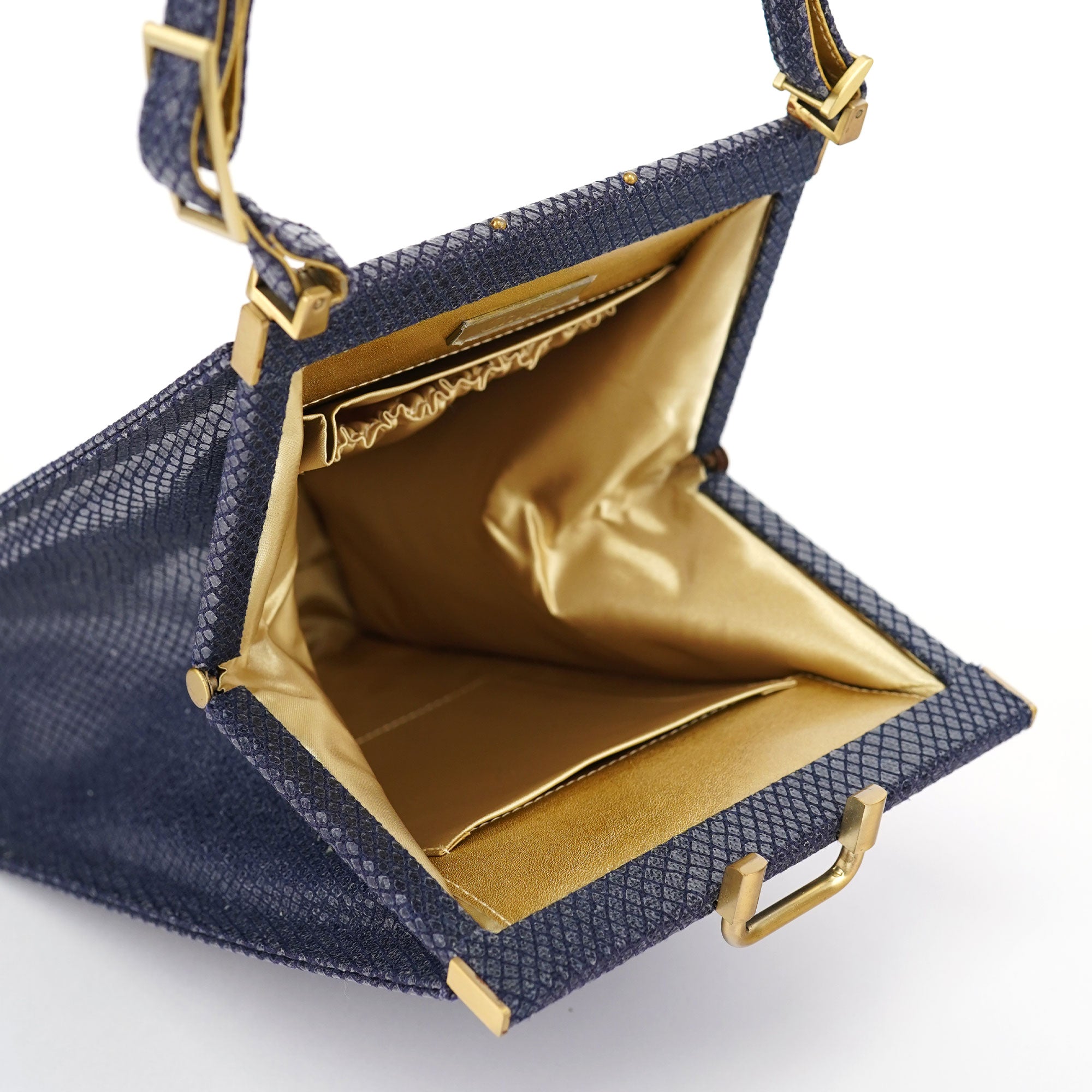 Chloé Navy Lizard Embossed Mini Handbag