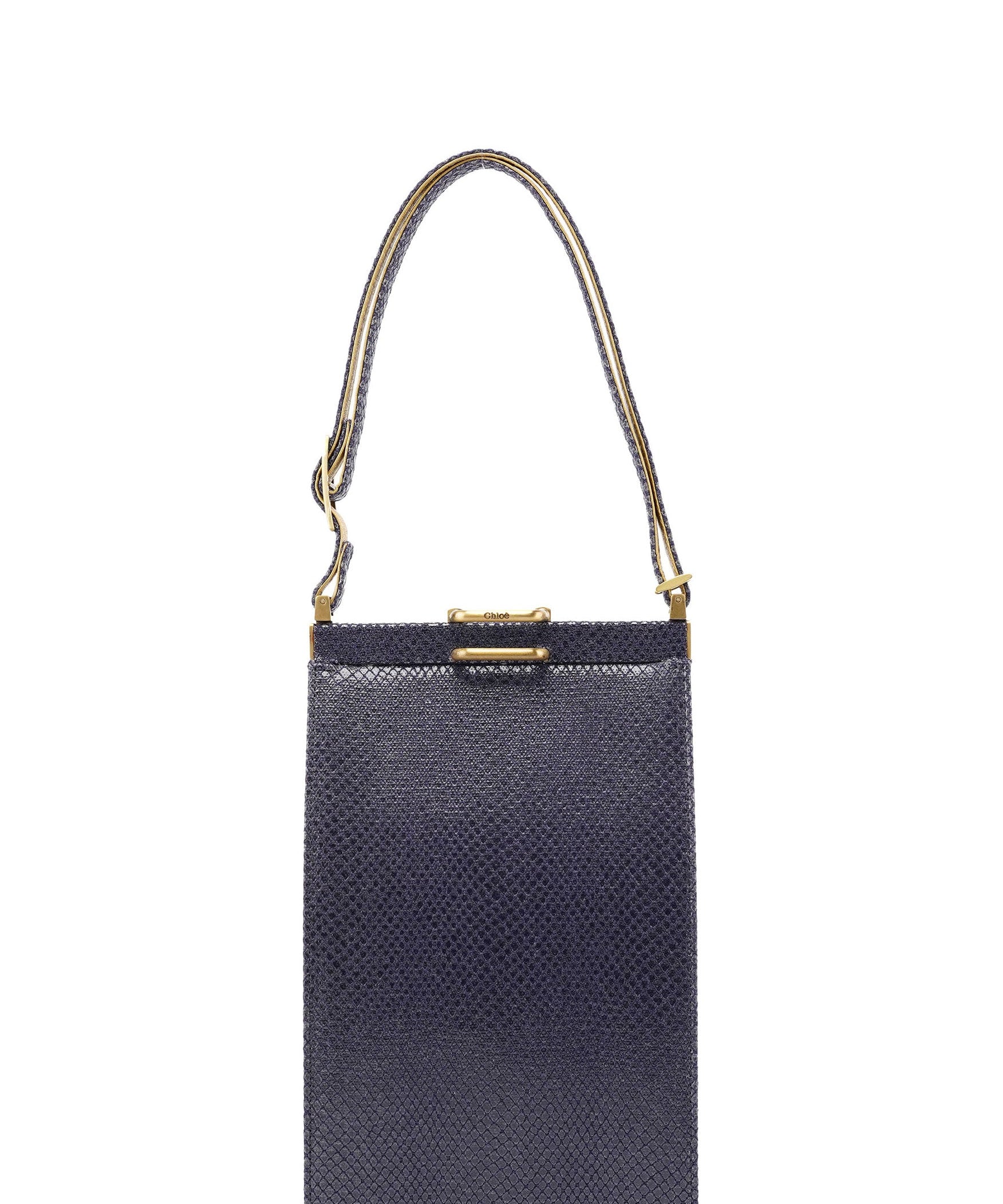 Chloé Navy Lizard Embossed Mini Handbag