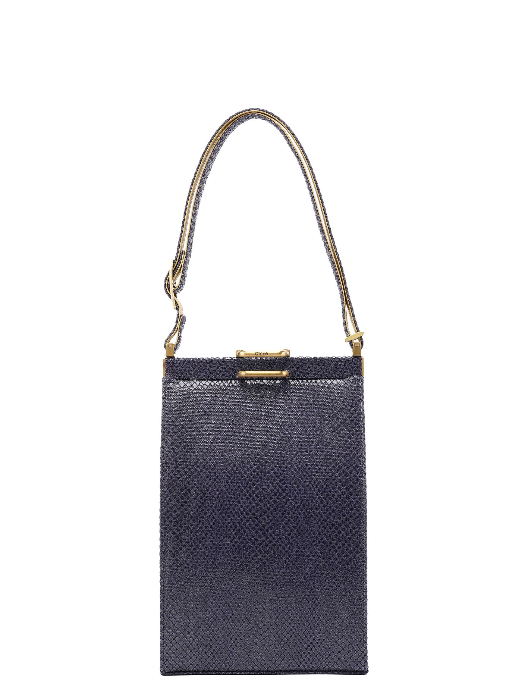 Chloé Navy Lizard Embossed Mini Handbag