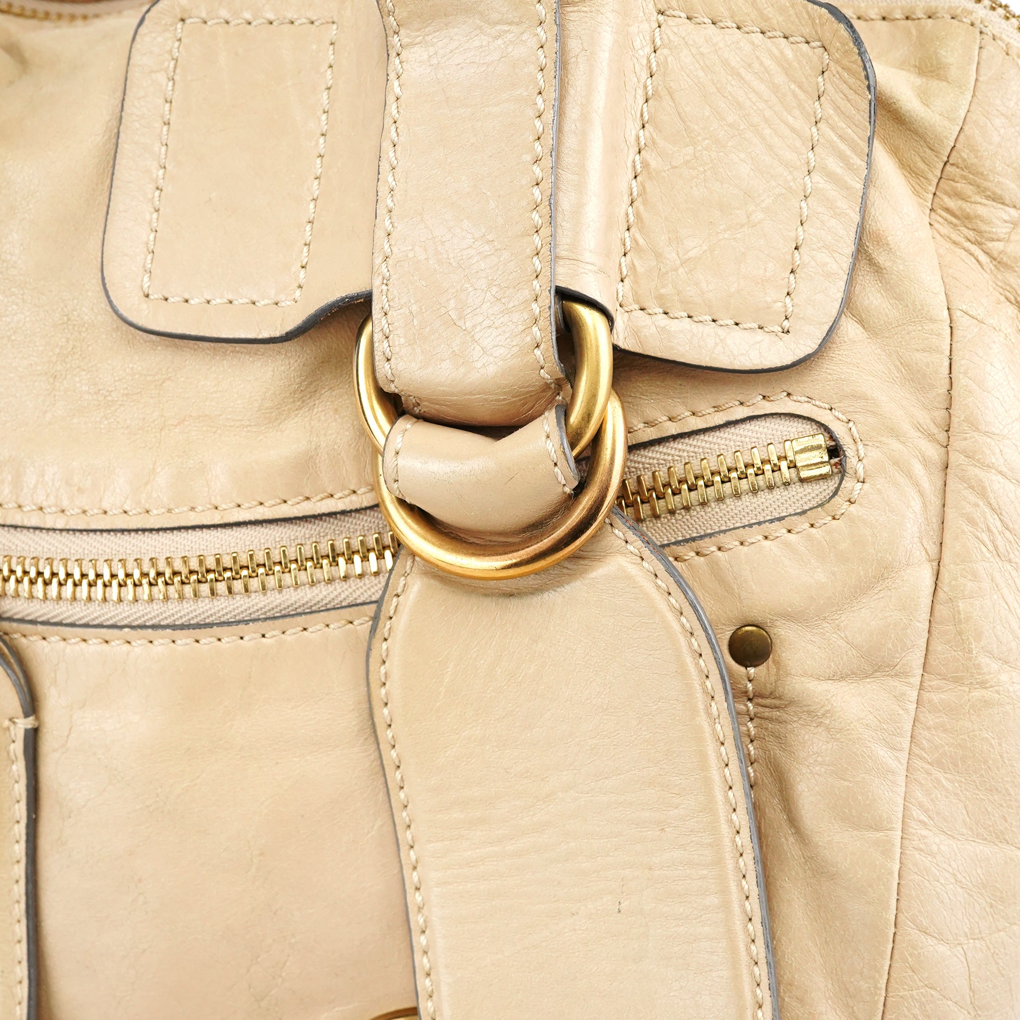 Chloe Off White Leather Bay Tote Bag