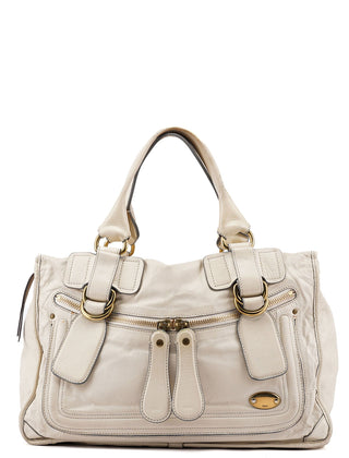 Chloe Off-White Leather Bay Tote Bag