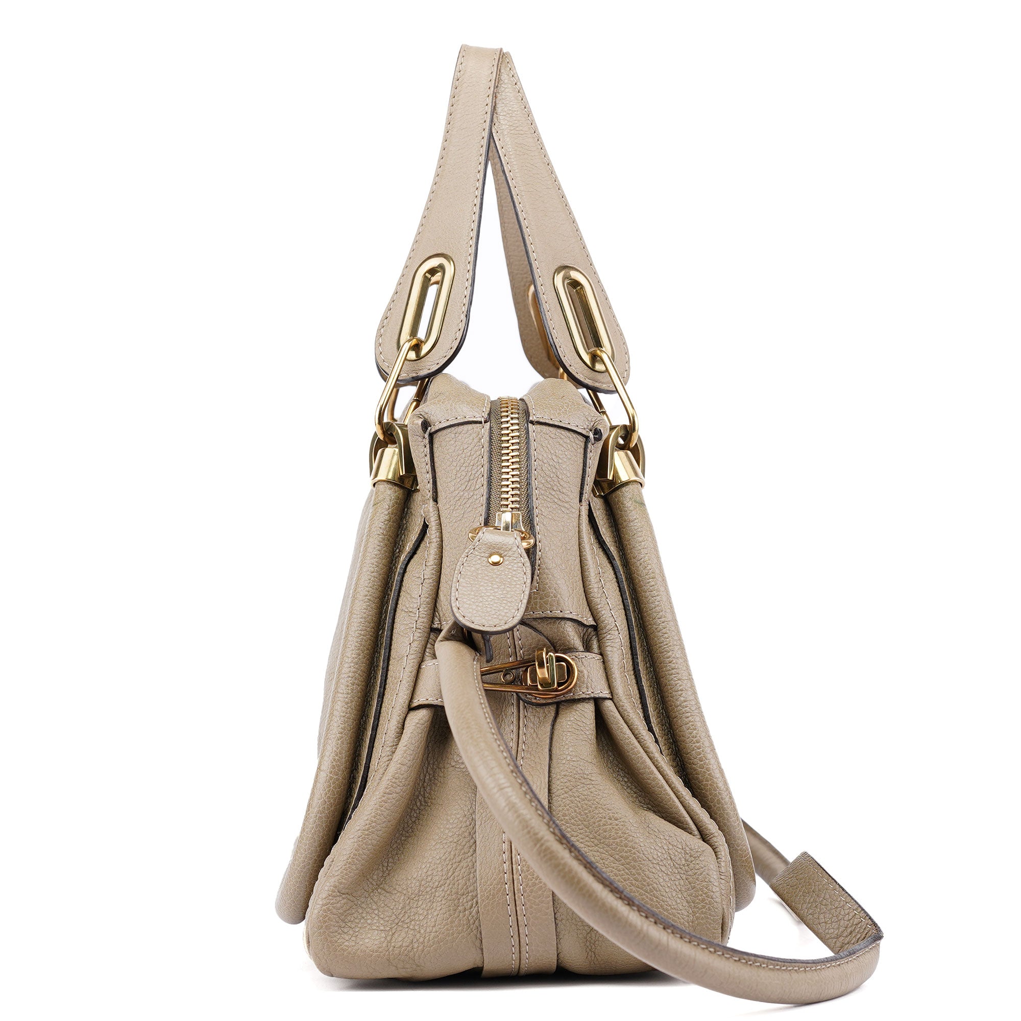 Chloé Olive Green Leather Paraty 2-Way Shoulder Bag