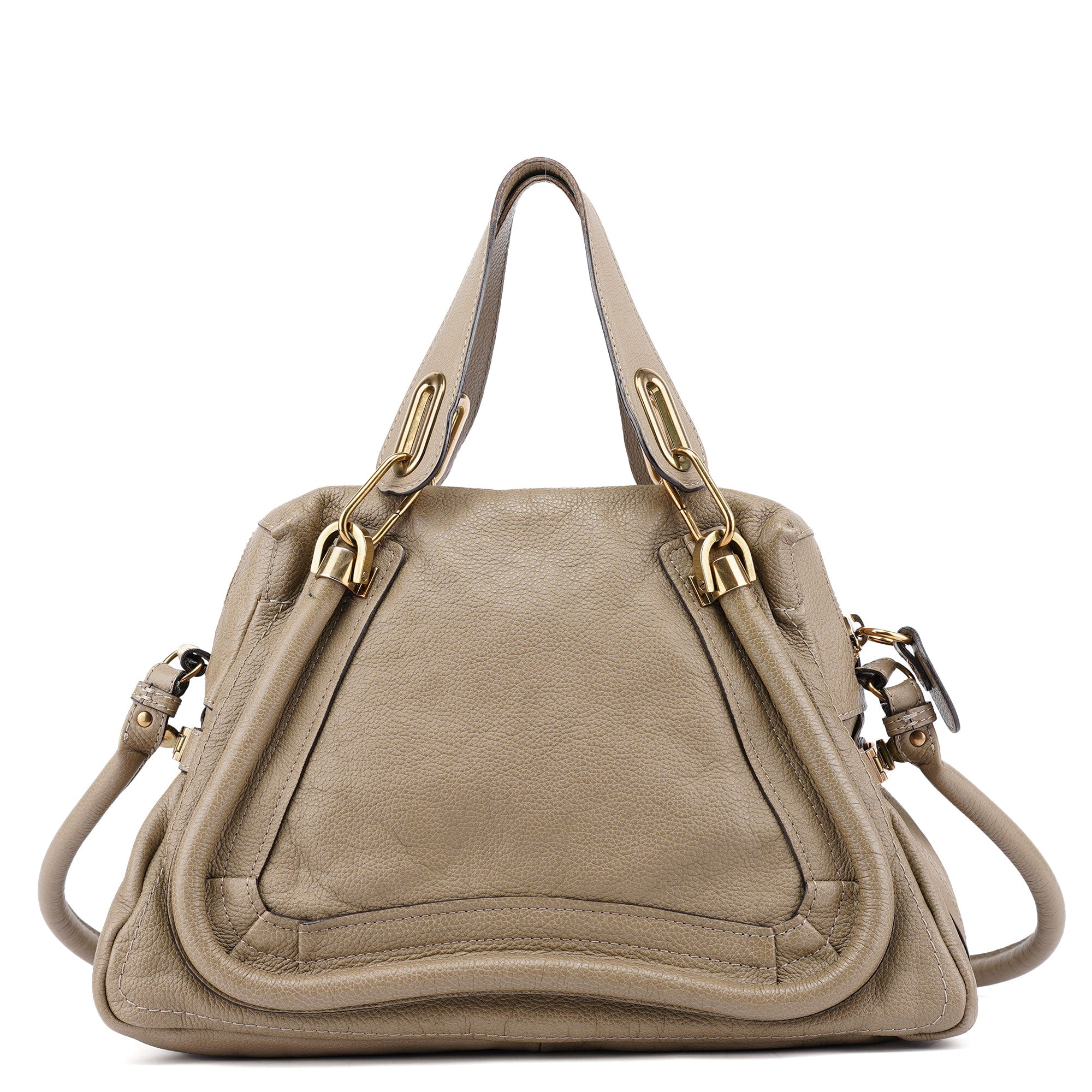 Chloé Olive Green Leather Paraty 2-Way Shoulder Bag