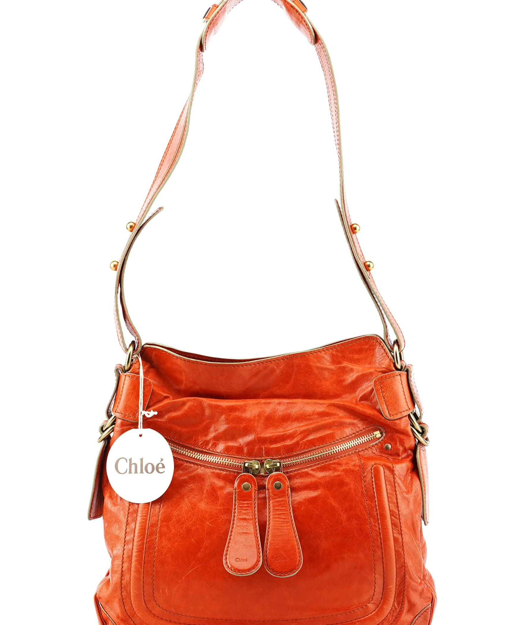 Chloé Orange Leather Bay Crossbody Bag