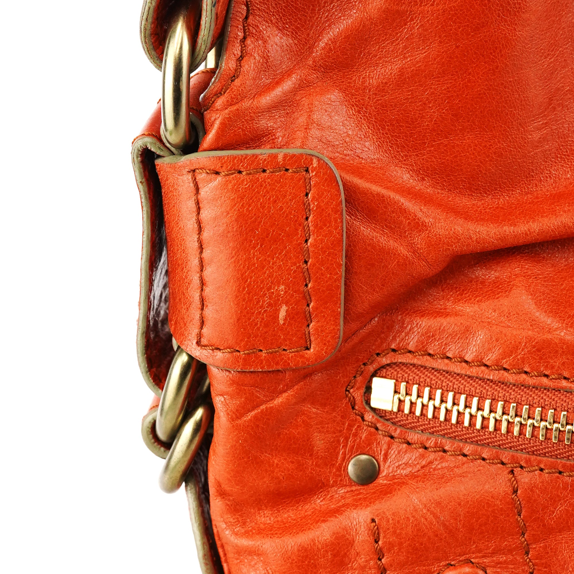 Chloé Orange Leather Bay Crossbody Bag