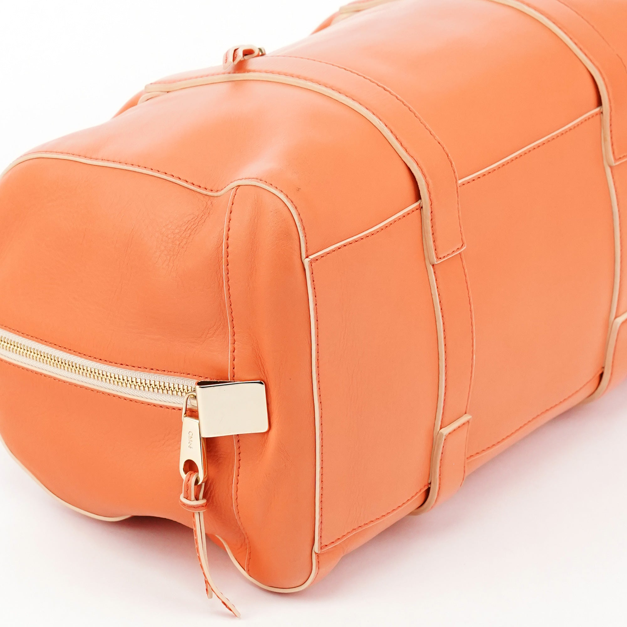Chloé Orange Leather Madeleine Boston Bag