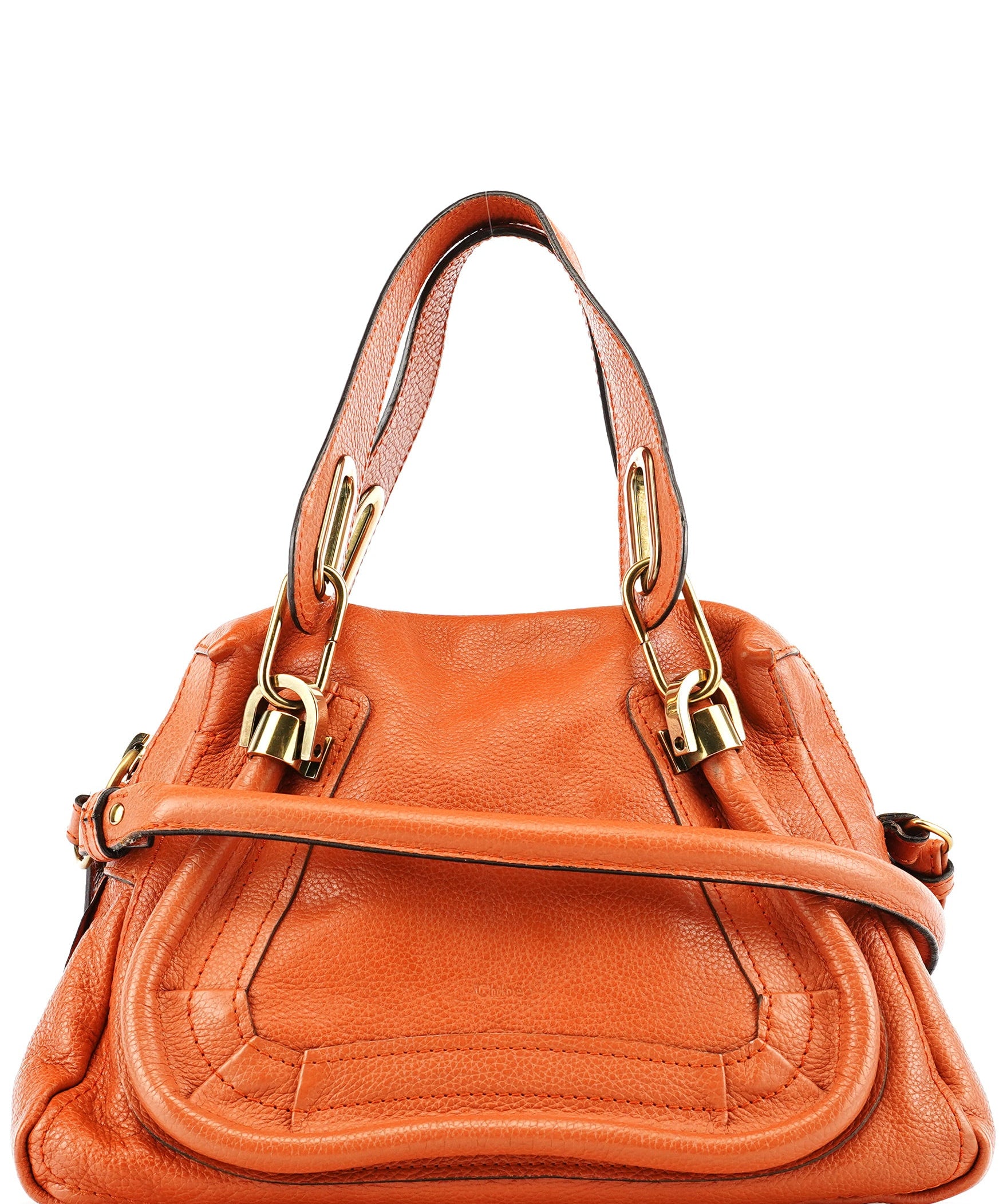 Chloe Orange Leather Paraty 2-Way Bag