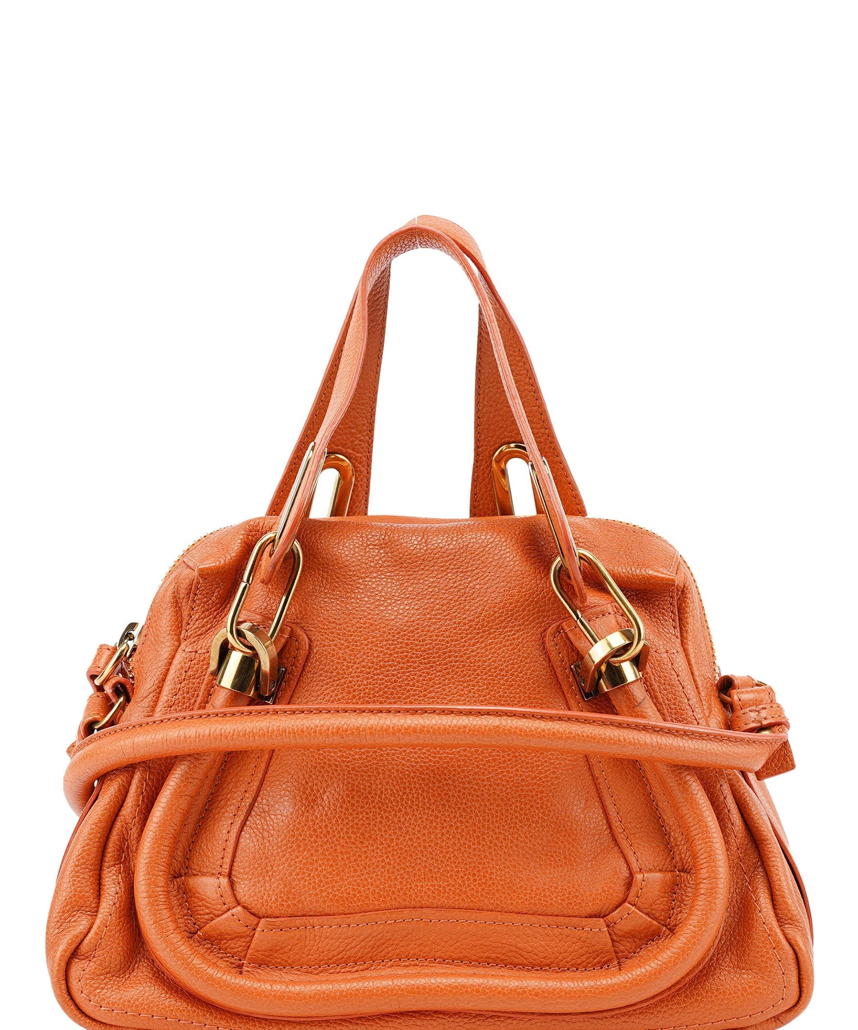 Chloé Orange Leather Paraty 2-Way Shoulder Bag