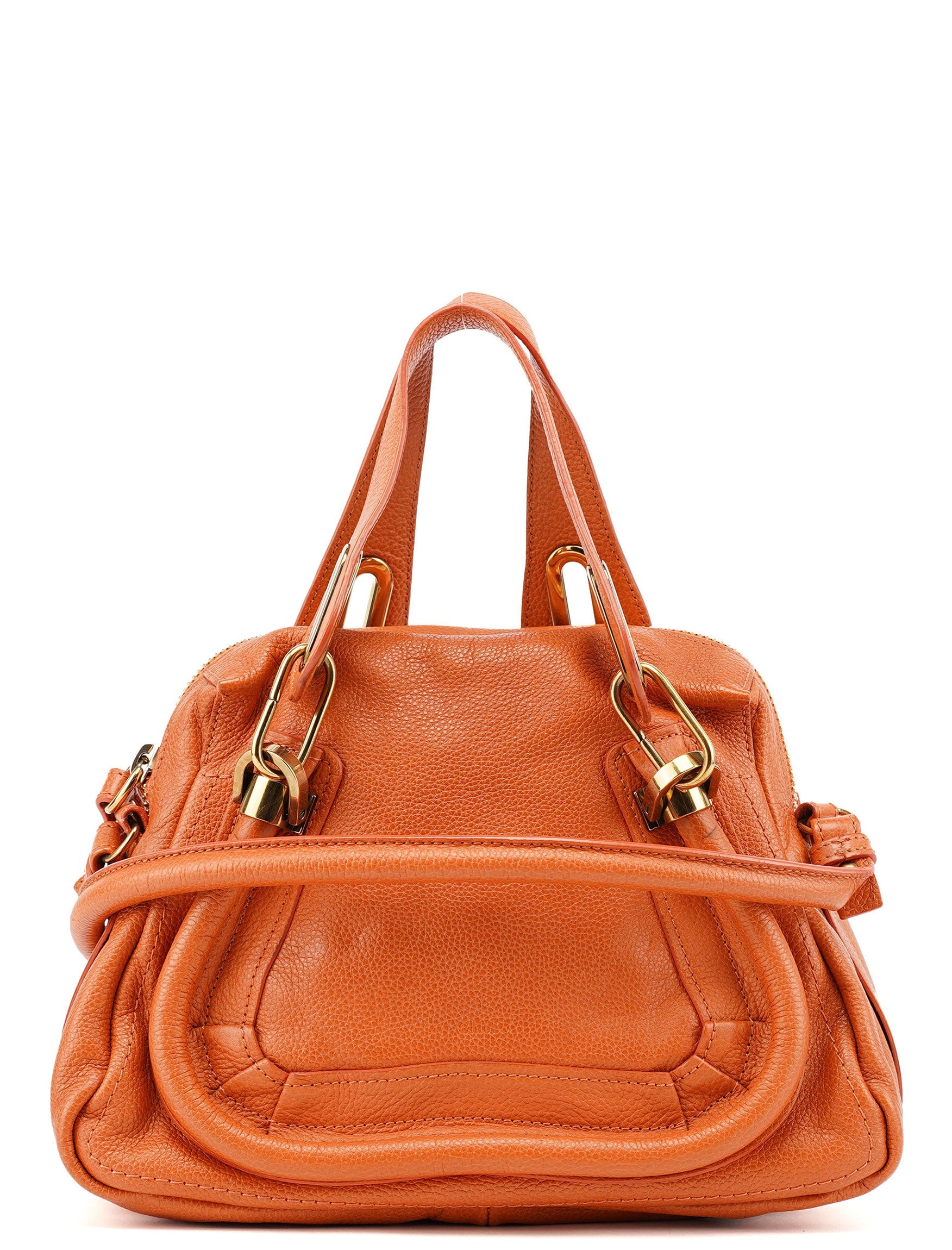 Chloé Orange Leather Paraty 2-Way Shoulder Bag