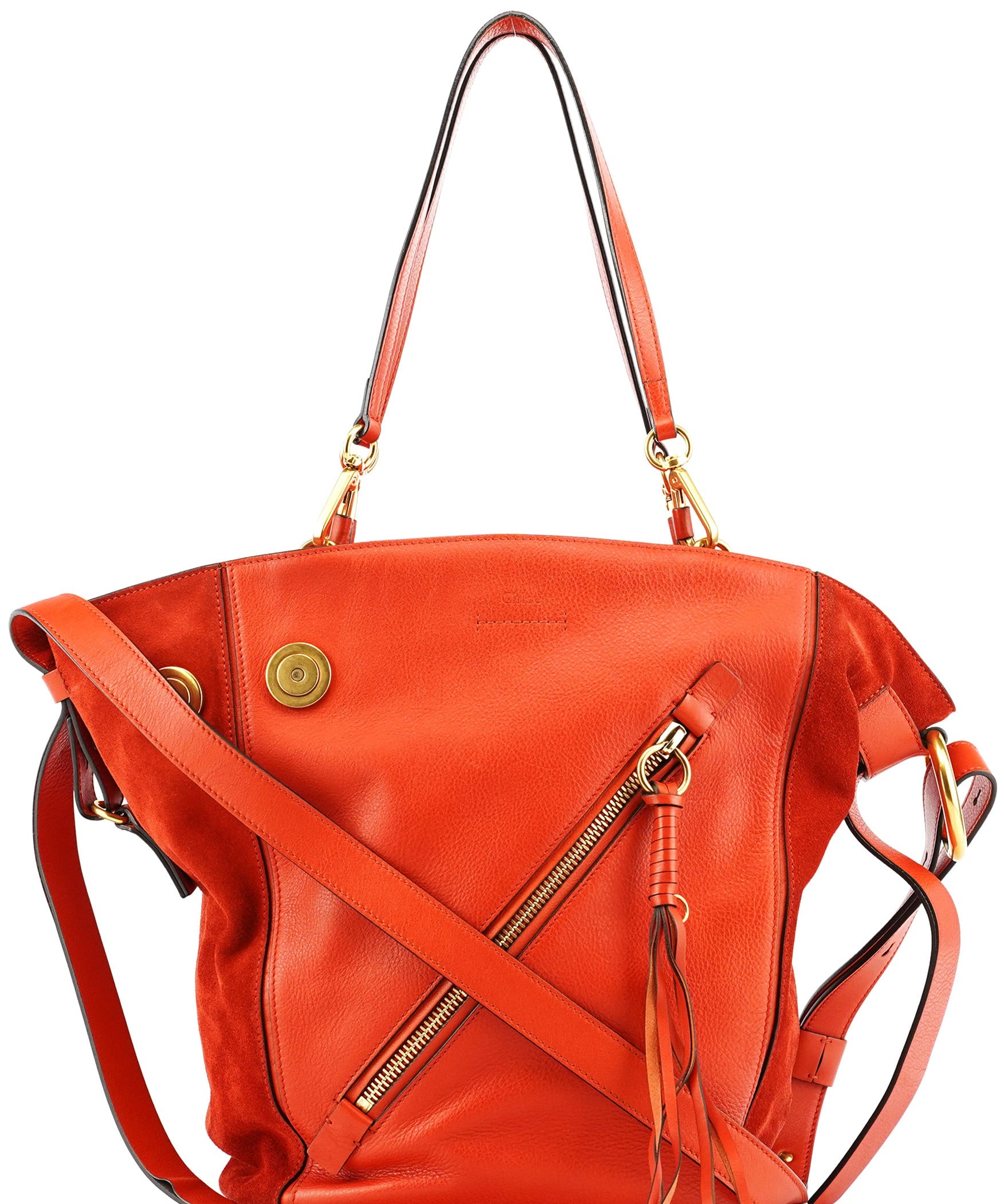Chloe Orange Leather Suede 2-Way Bag