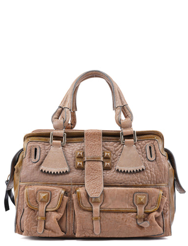 Chloé Pale Brown Studded Leather Tote Bag