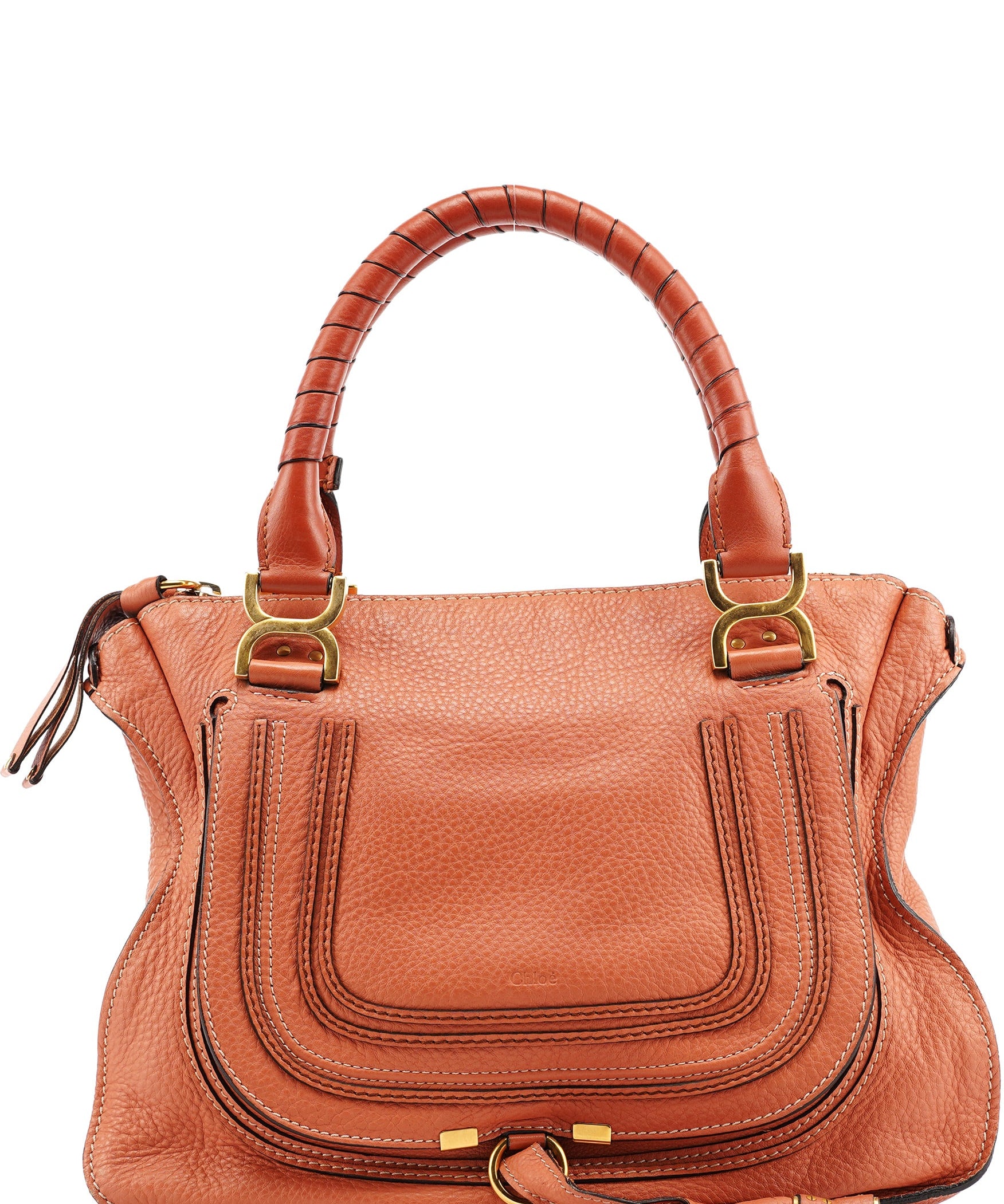 Chloe Pale Orange Leather Marcie Shoulder Bag