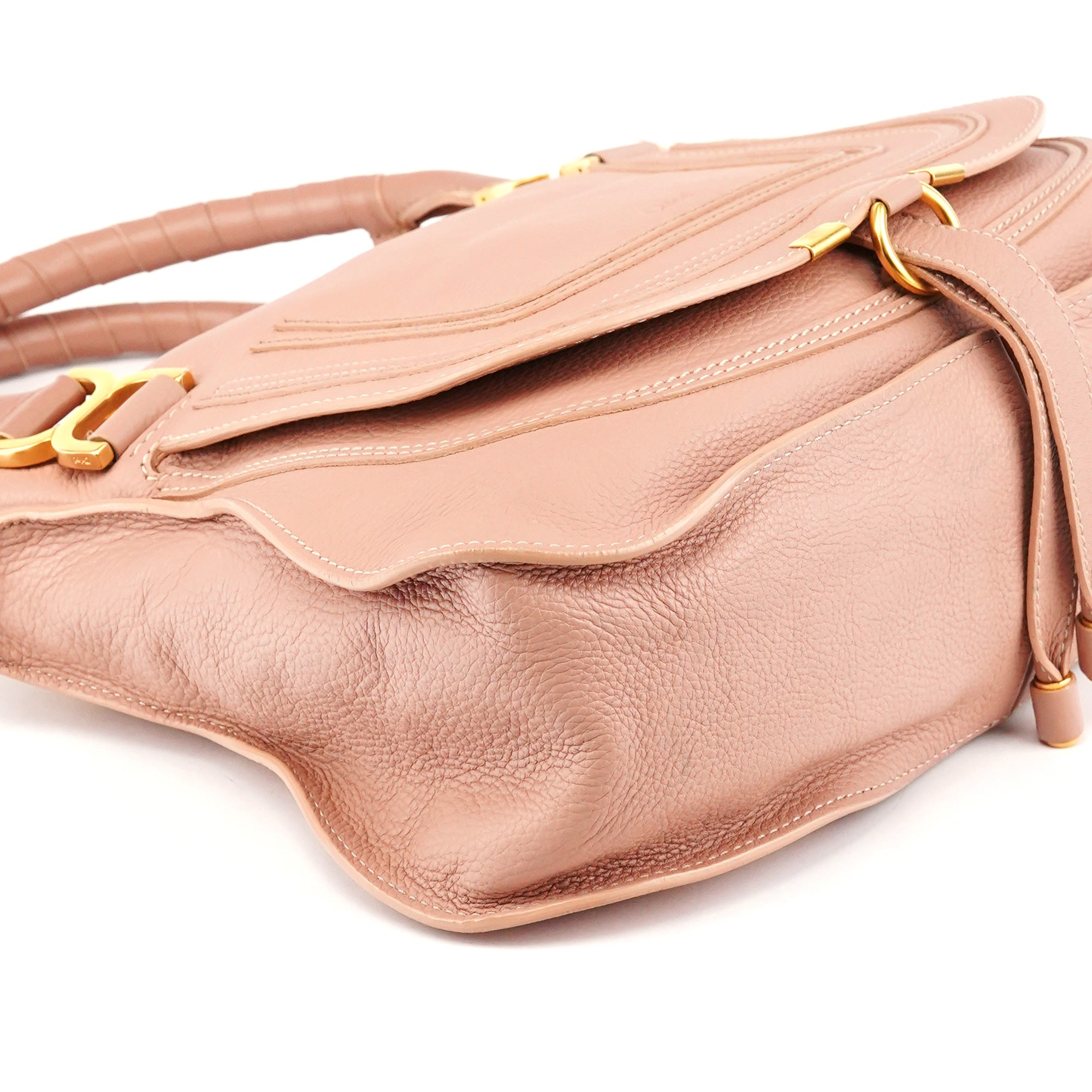 Chloé Pink Pebbled Leather Marcie Shoulder Bag