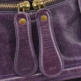 Chloe Purple Leather Bay Tote Bag