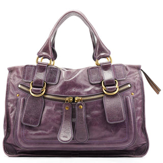 Chloe Purple Leather Bay Tote Bag