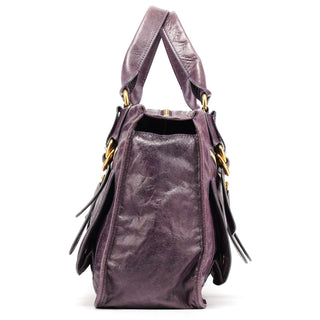 Chloe Purple Leather Bay Tote Bag
