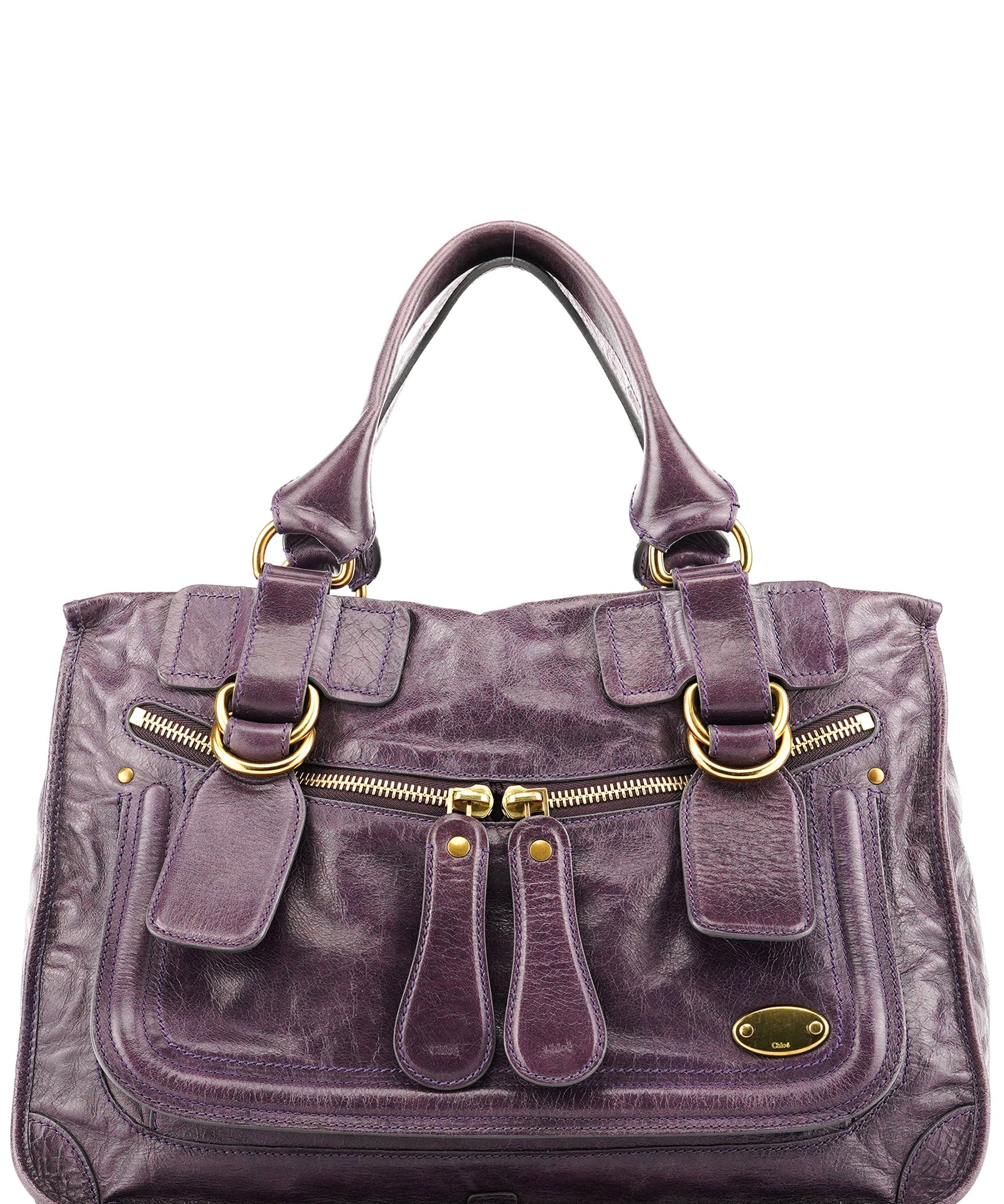Chloe Purple Leather Bay Tote Bag