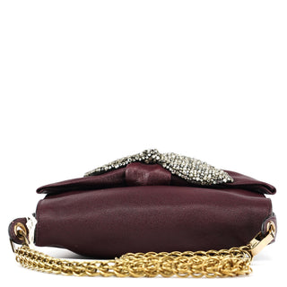 Chloe Purple Leather Bow Chain Shoulder Bag