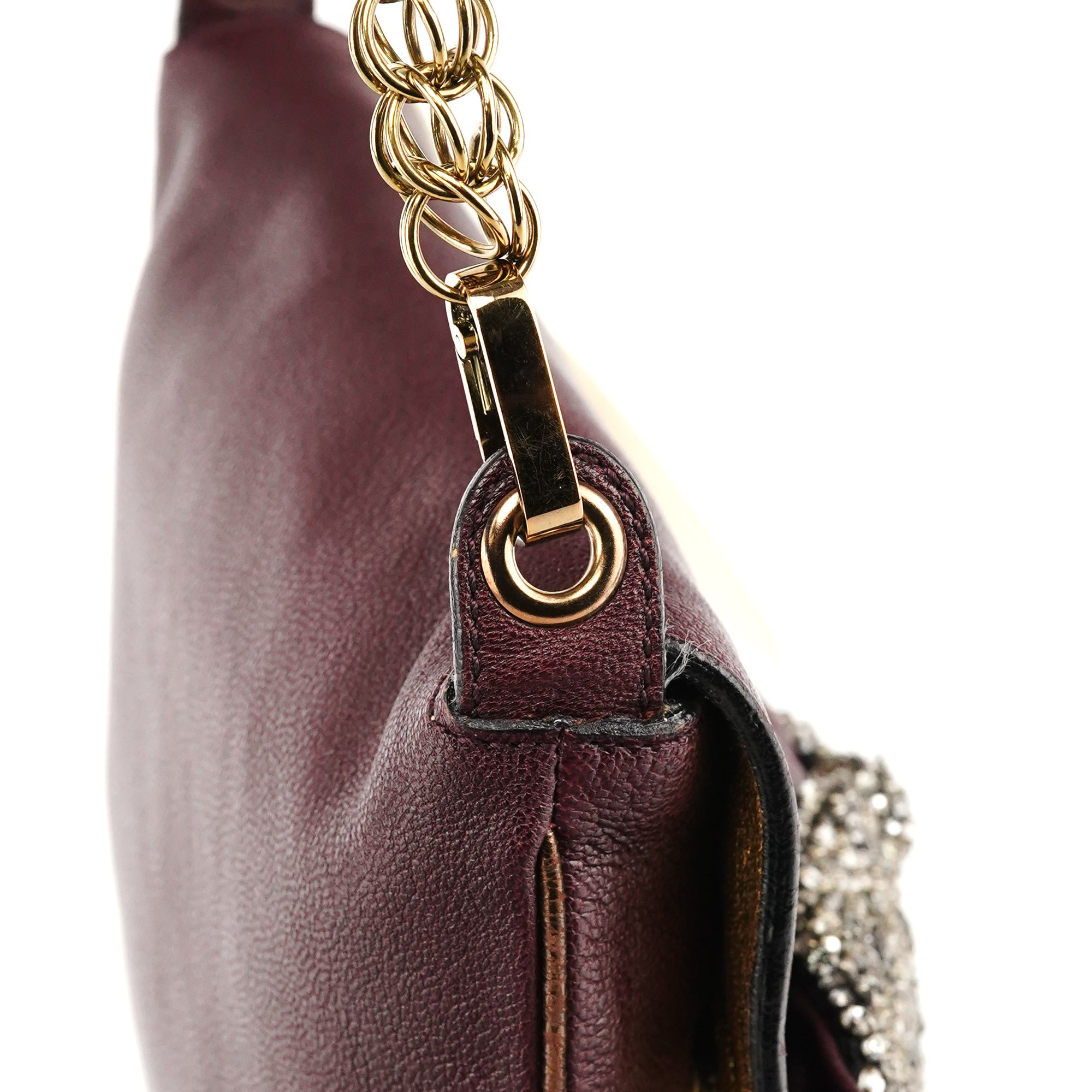 Chloe Purple Leather Bow Chain Shoulder Bag