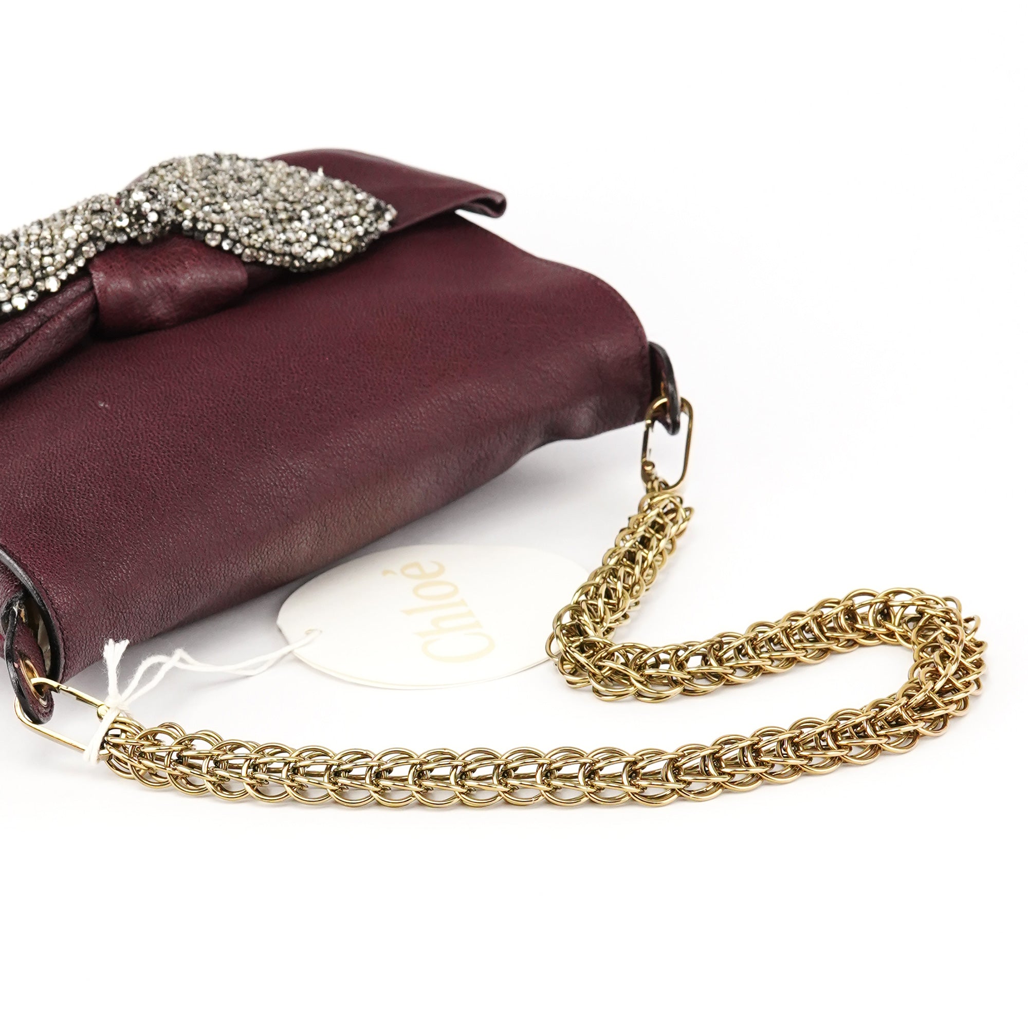 Chloe Purple Leather Bow Chain Shoulder Bag