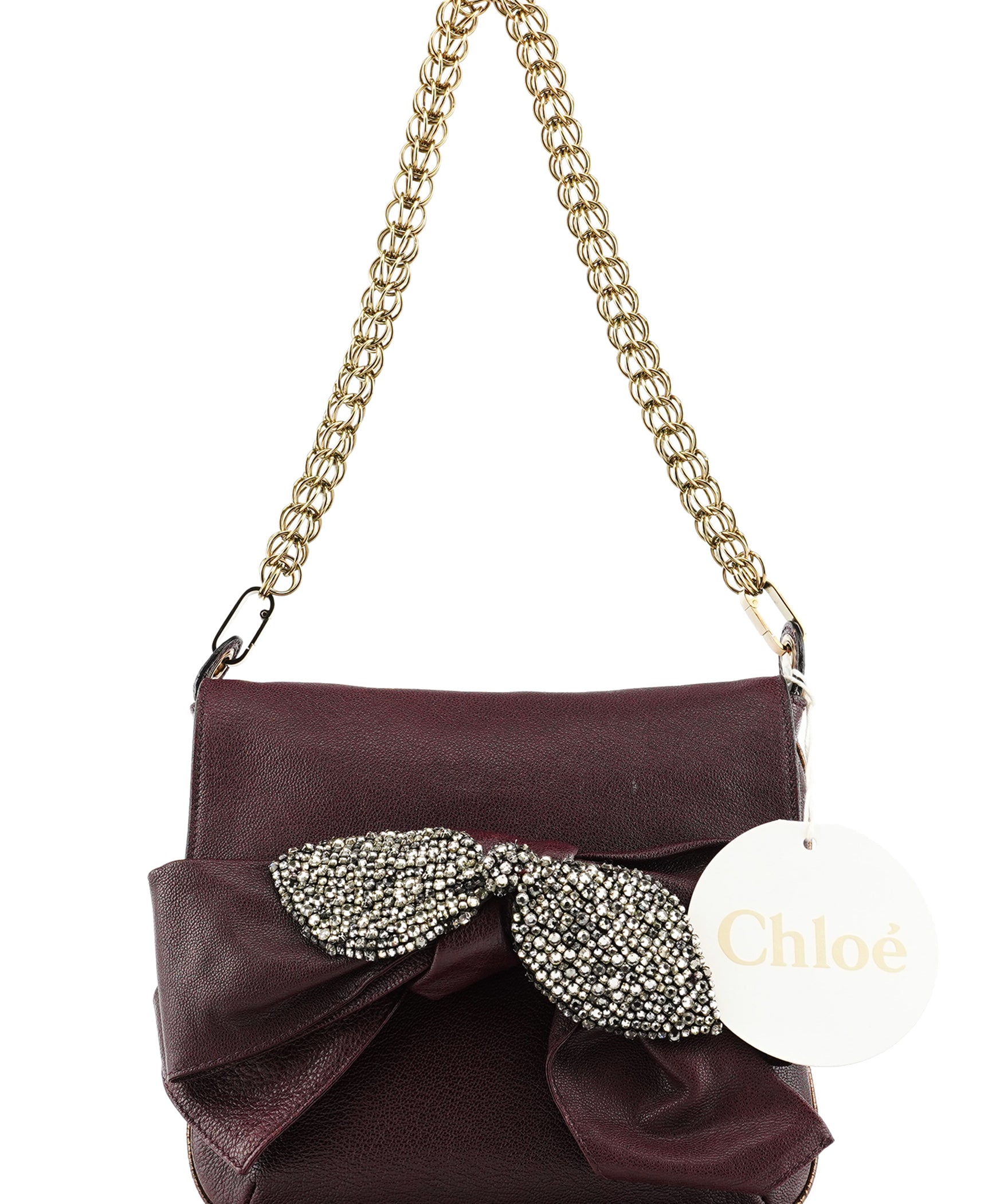 Chloe Purple Leather Bow Chain Shoulder Bag