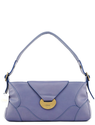Chloe Purple Leather Flap Shoulder Bag