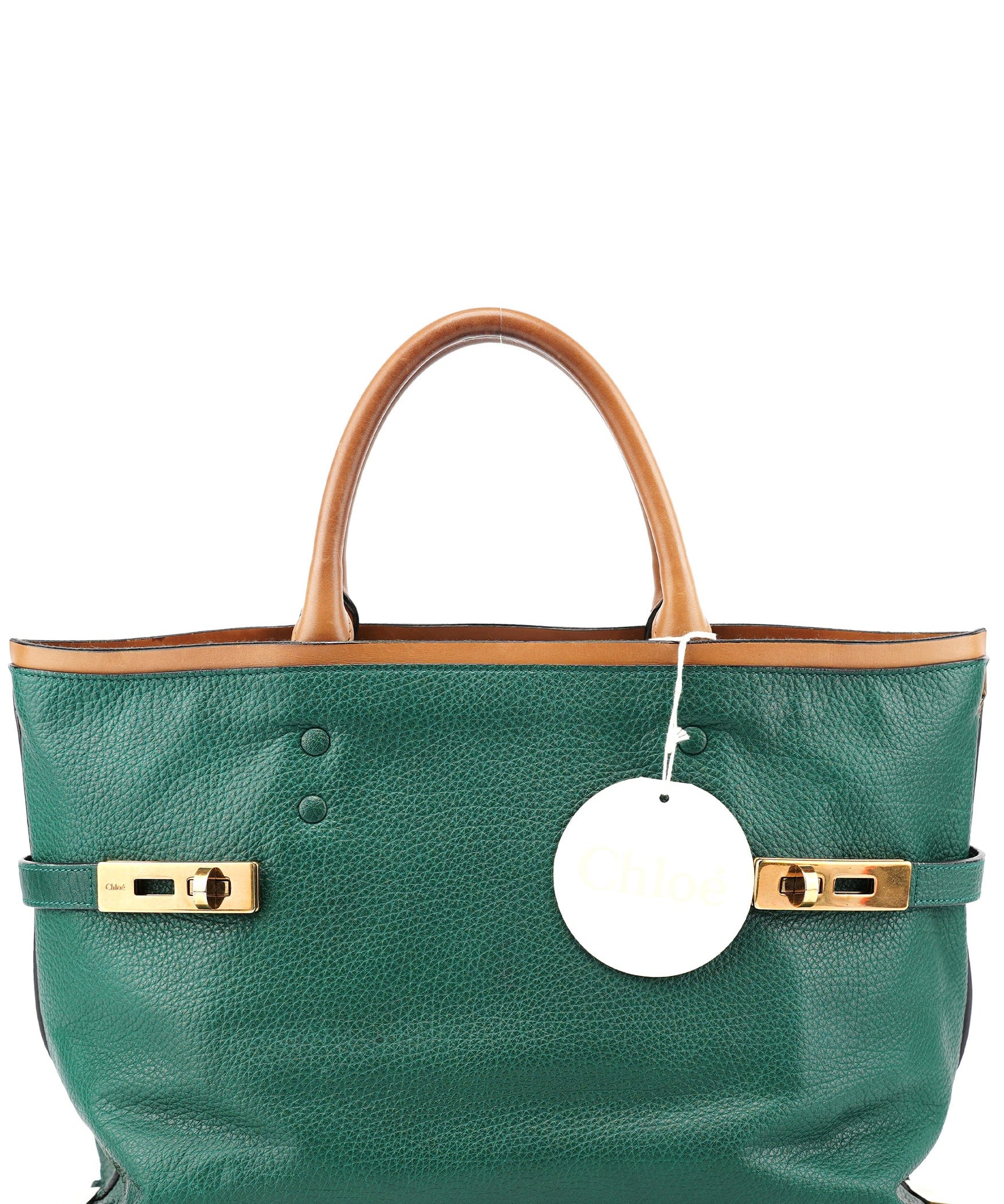Chloe Racing Green Leather Tote Bag