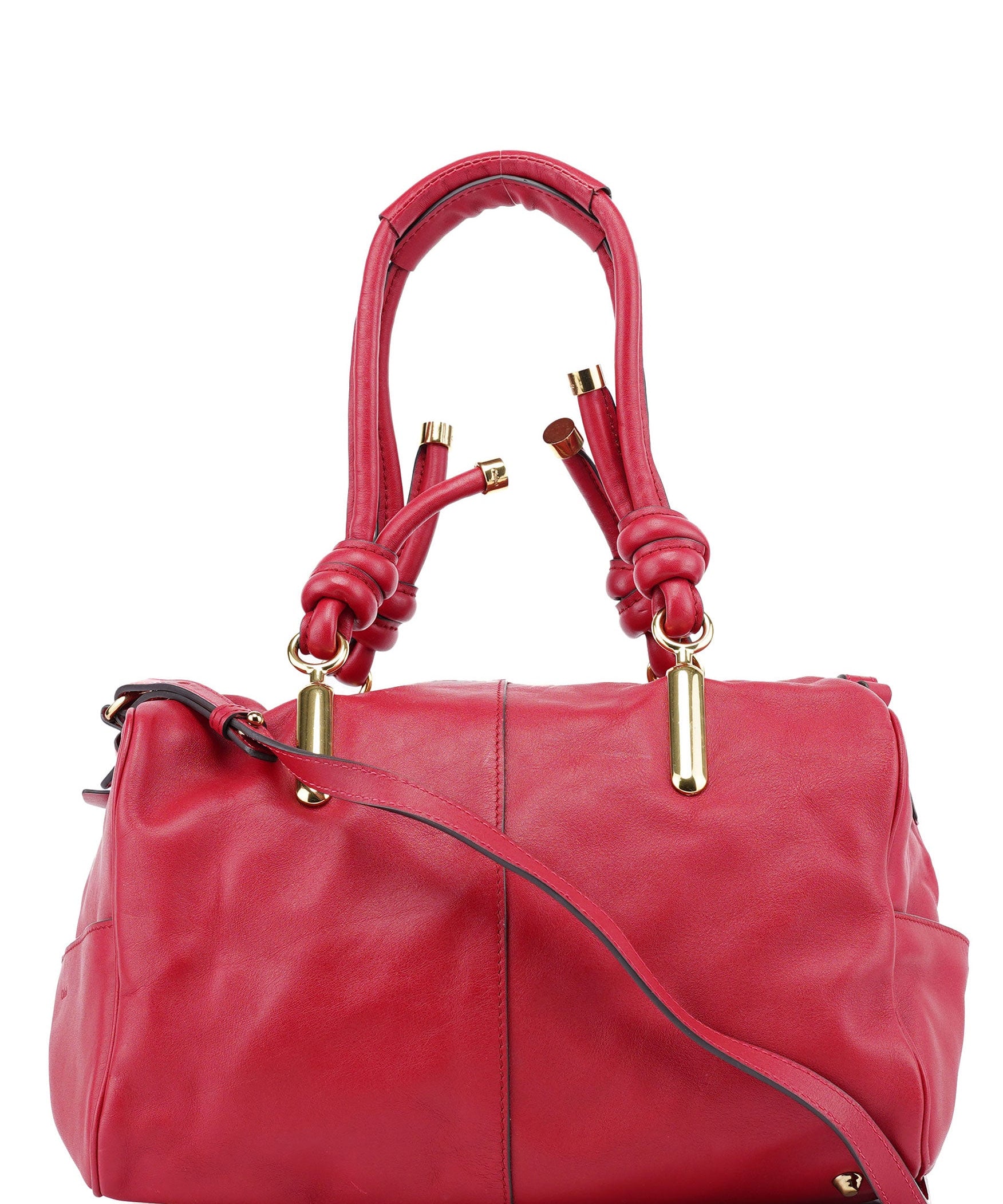 Chloé Red Calfskin Knot 2-Way Tote Bag