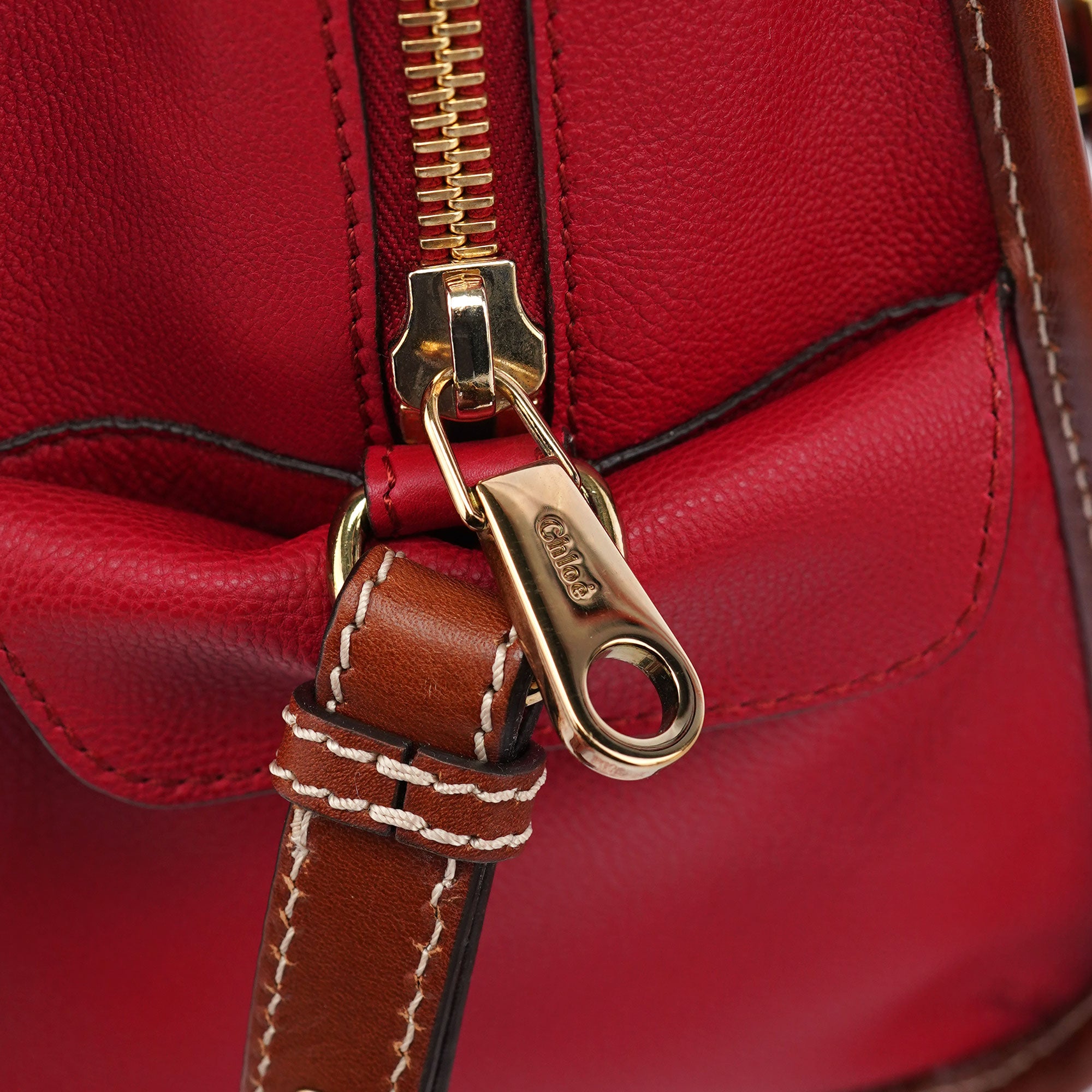 Chloé Sac cabas deux portés en cuir rouge