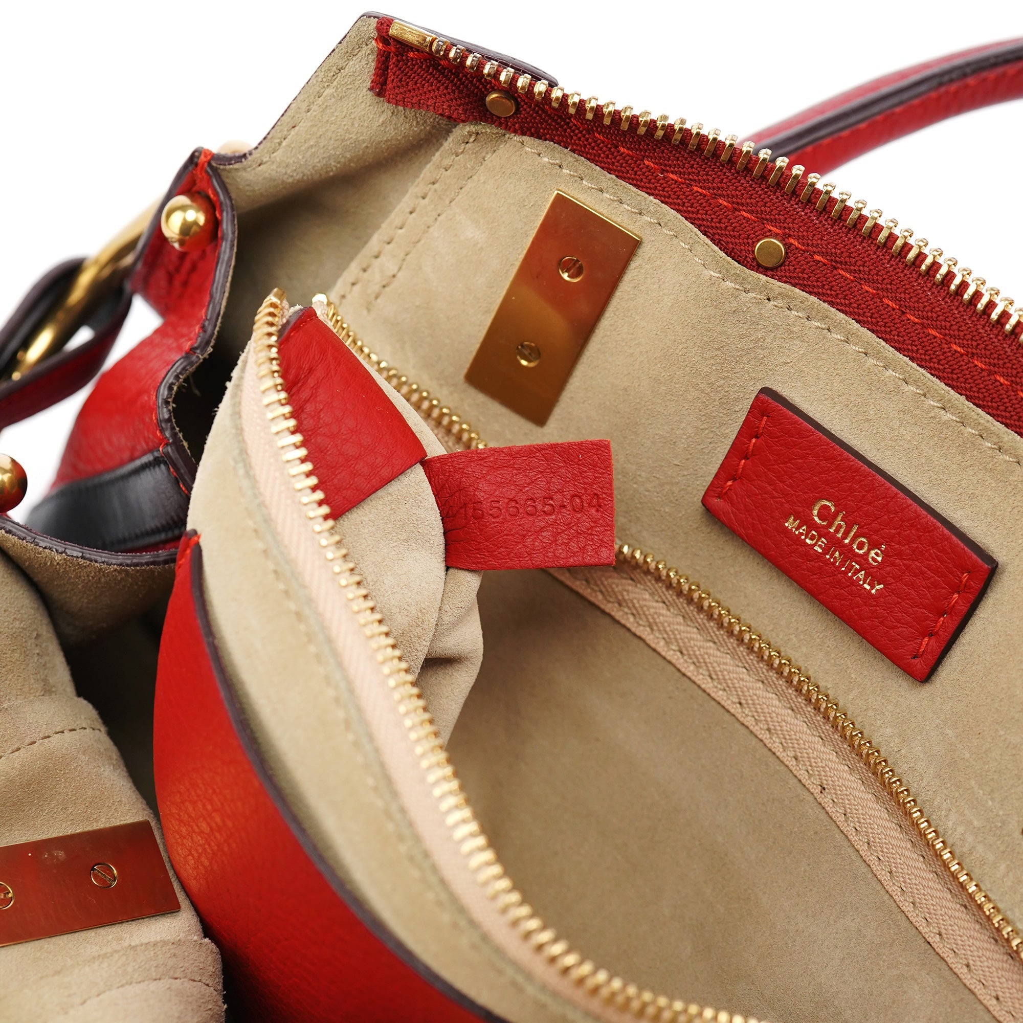 Chloe Red Leather 2-Way Tote Bag