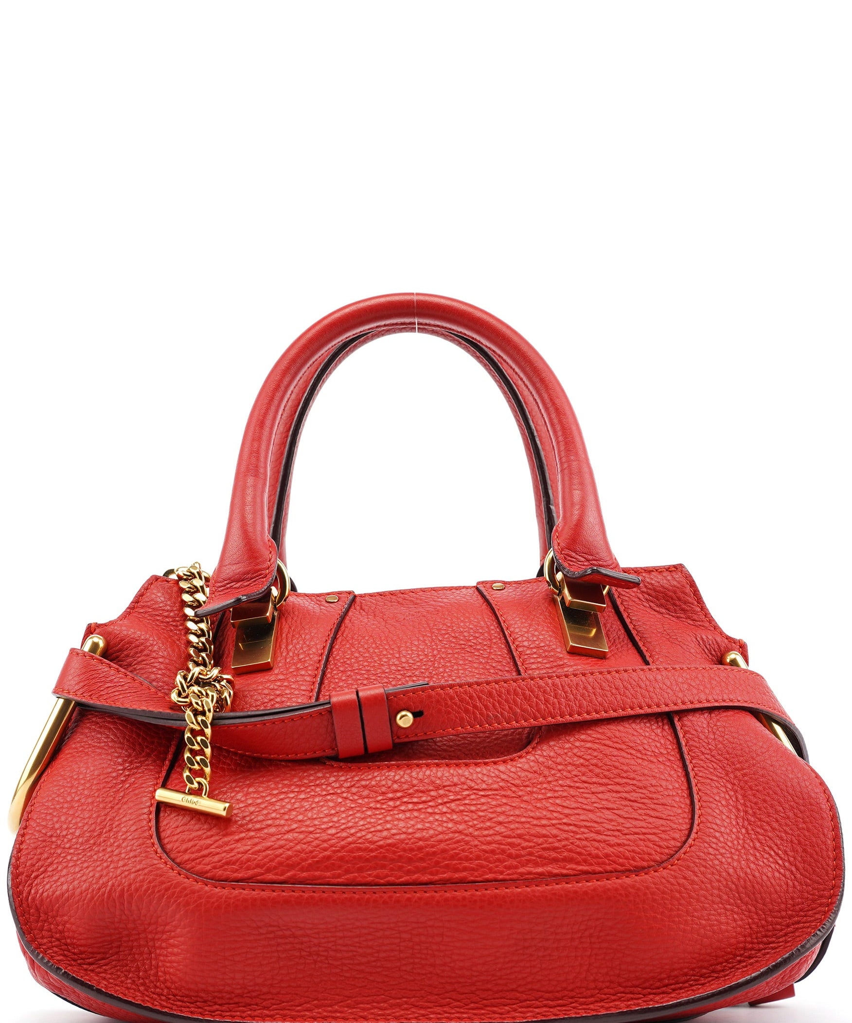 Chloe Red Leather 2-Way Tote Bag