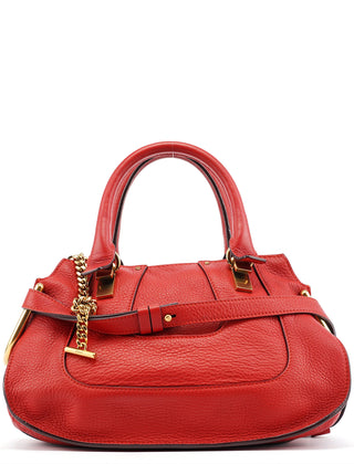 Chloe Red Leather 2-Way Tote Bag