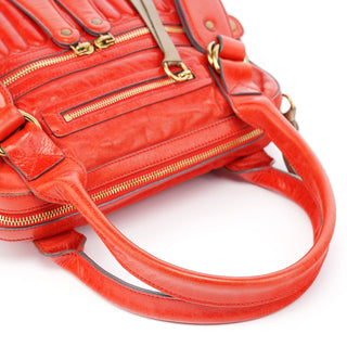 Chloe Red Leather Bay Tote Bag