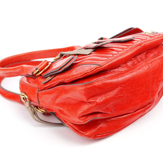 Chloe Red Leather Bay Tote Bag