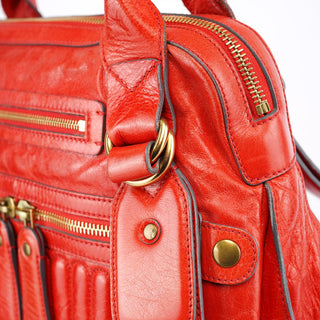 Chloe Red Leather Bay Tote Bag