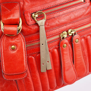 Chloe Red Leather Bay Tote Bag