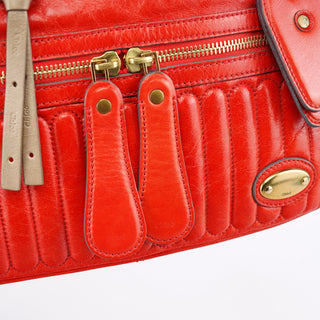Chloe Red Leather Bay Tote Bag
