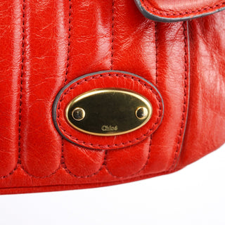 Chloe Red Leather Bay Tote Bag