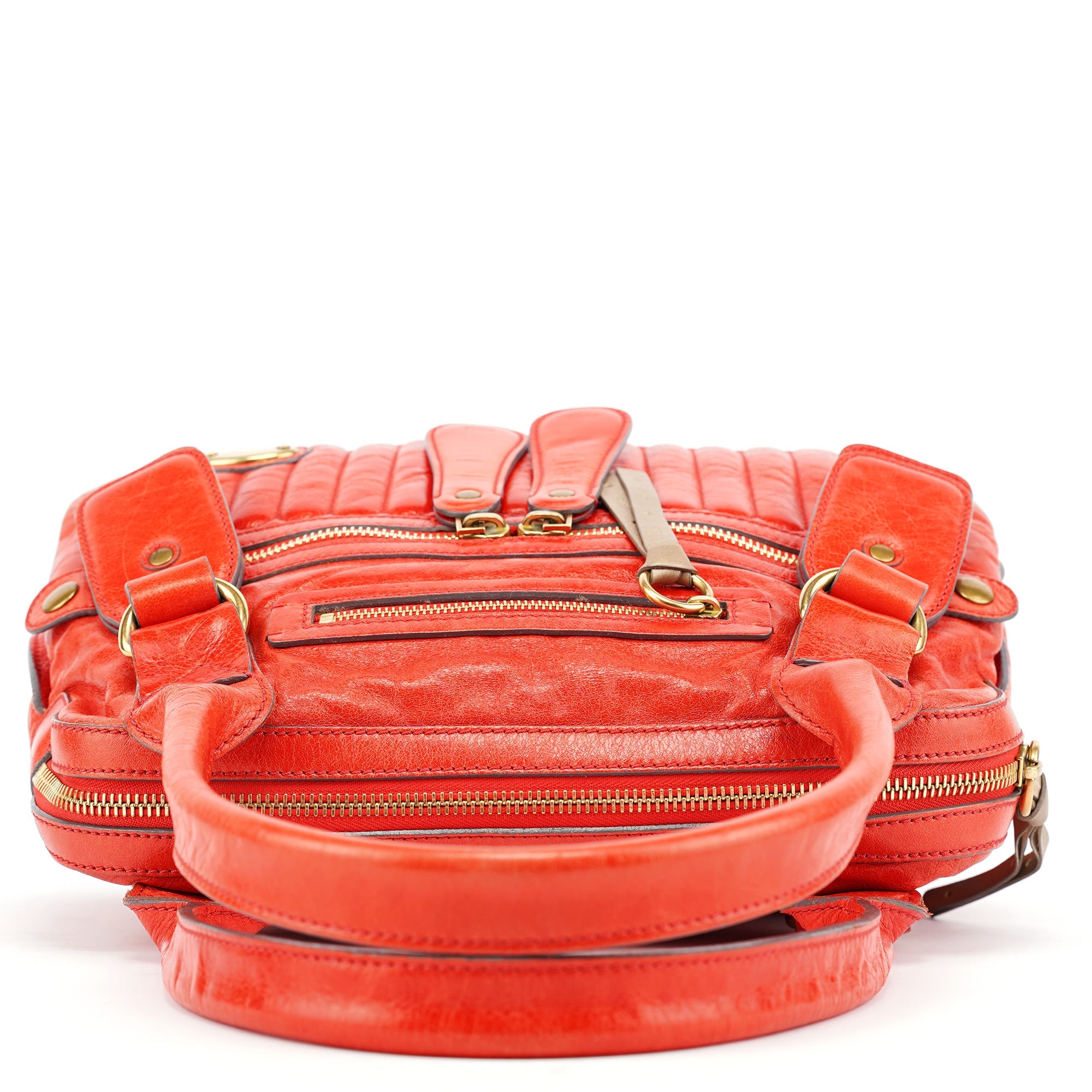 Chloe Red Leather Bay Tote Bag
