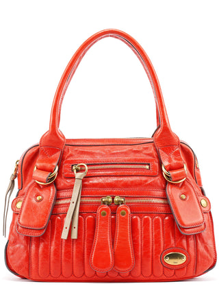 Chloe Red Leather Bay Tote Bag