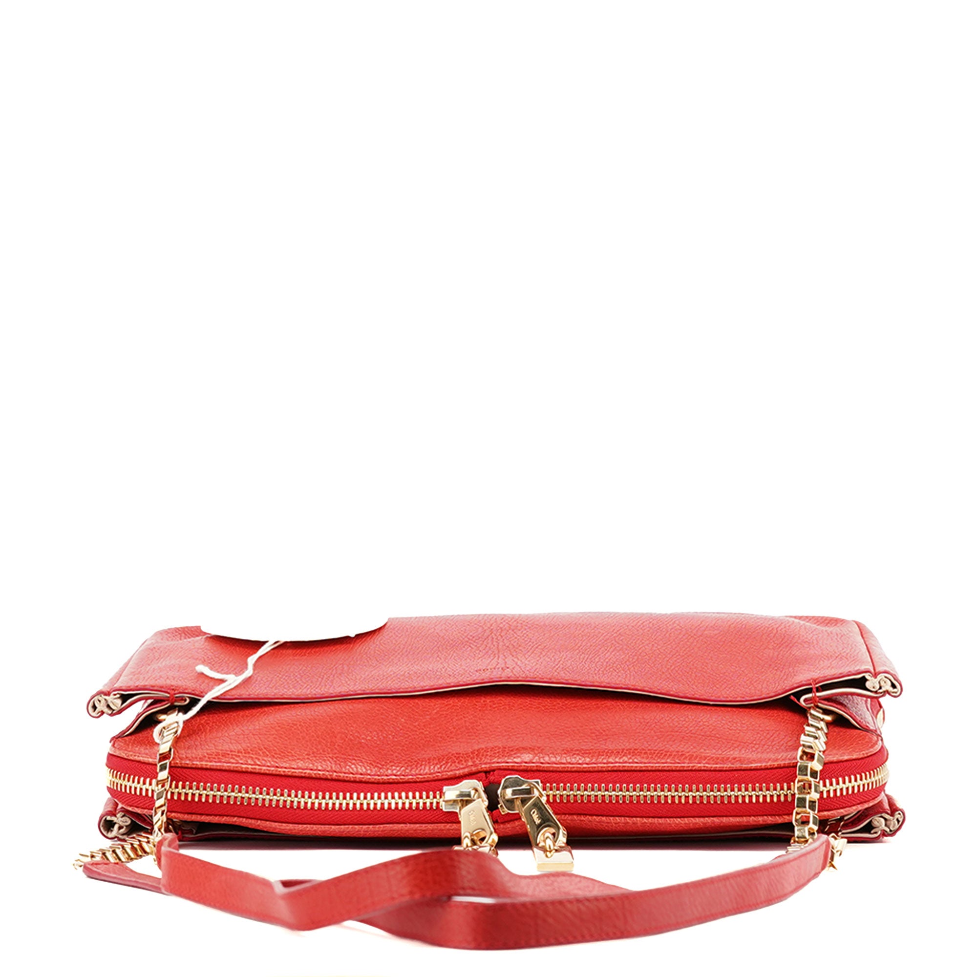 Chloé Schultertasche aus rotem Leder mit Kette