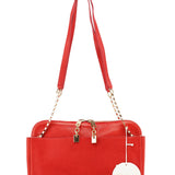 Chloé Schultertasche aus rotem Leder mit Kette