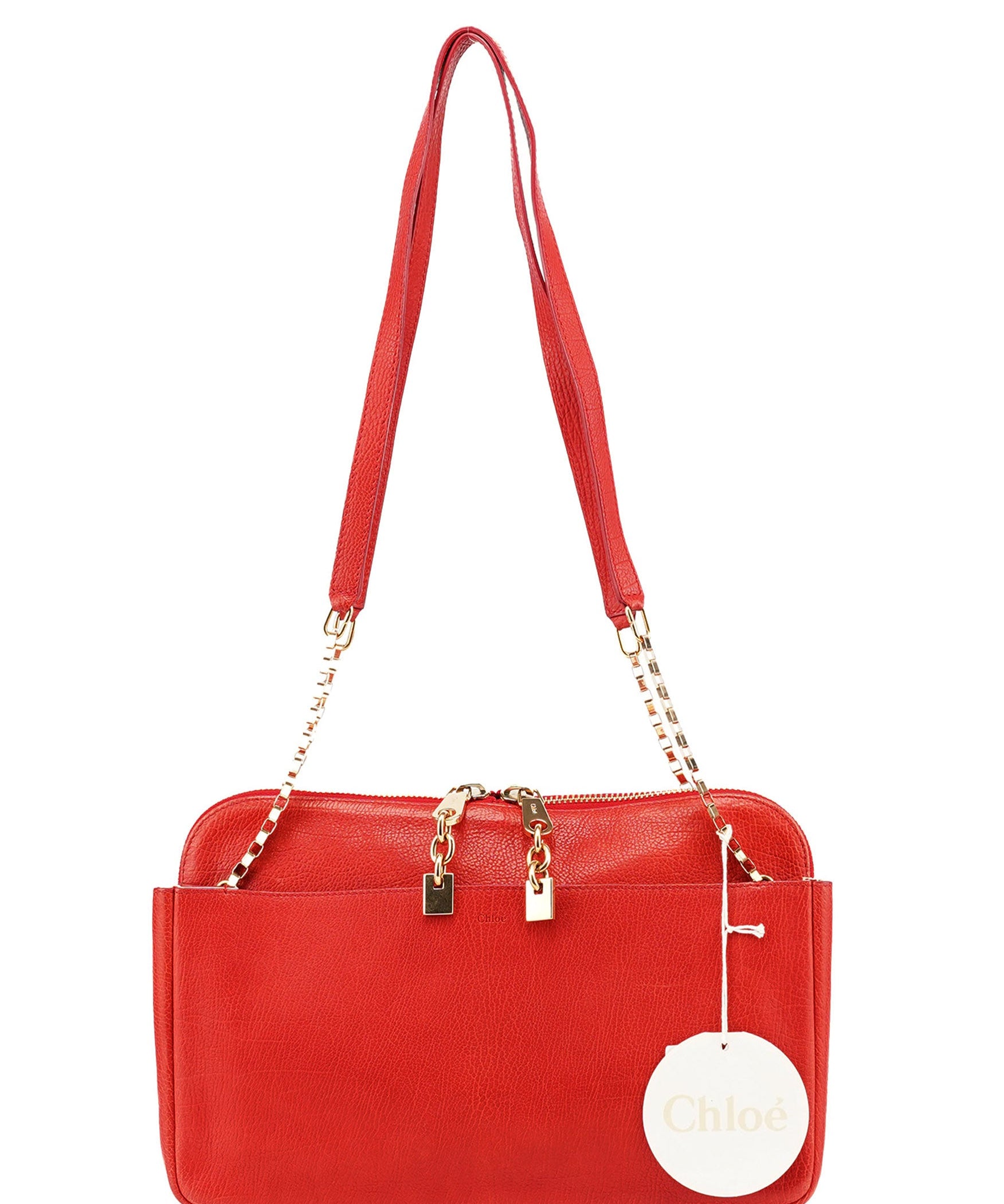 Chloé Red Leather Chain Shoulder Bag