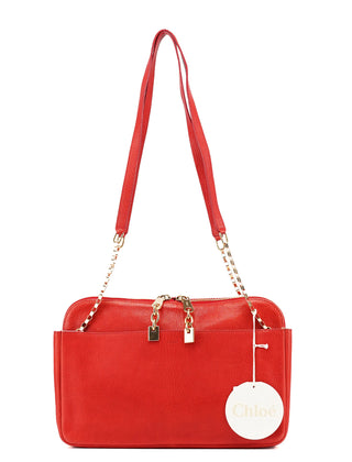Chloé Red Leather Chain Shoulder Bag