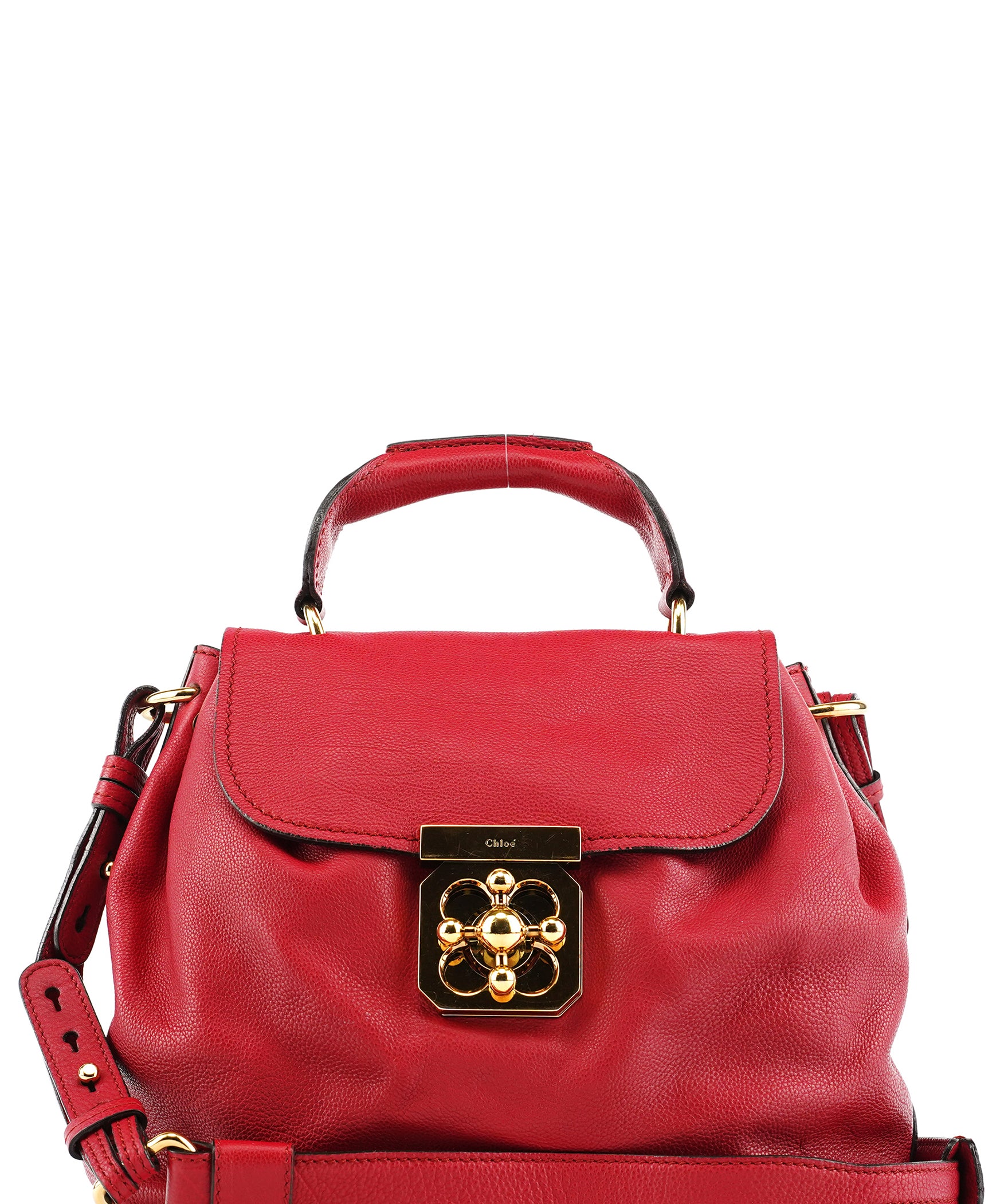 Chloe Red Leather Elsie 2-Way Shoulder Bag