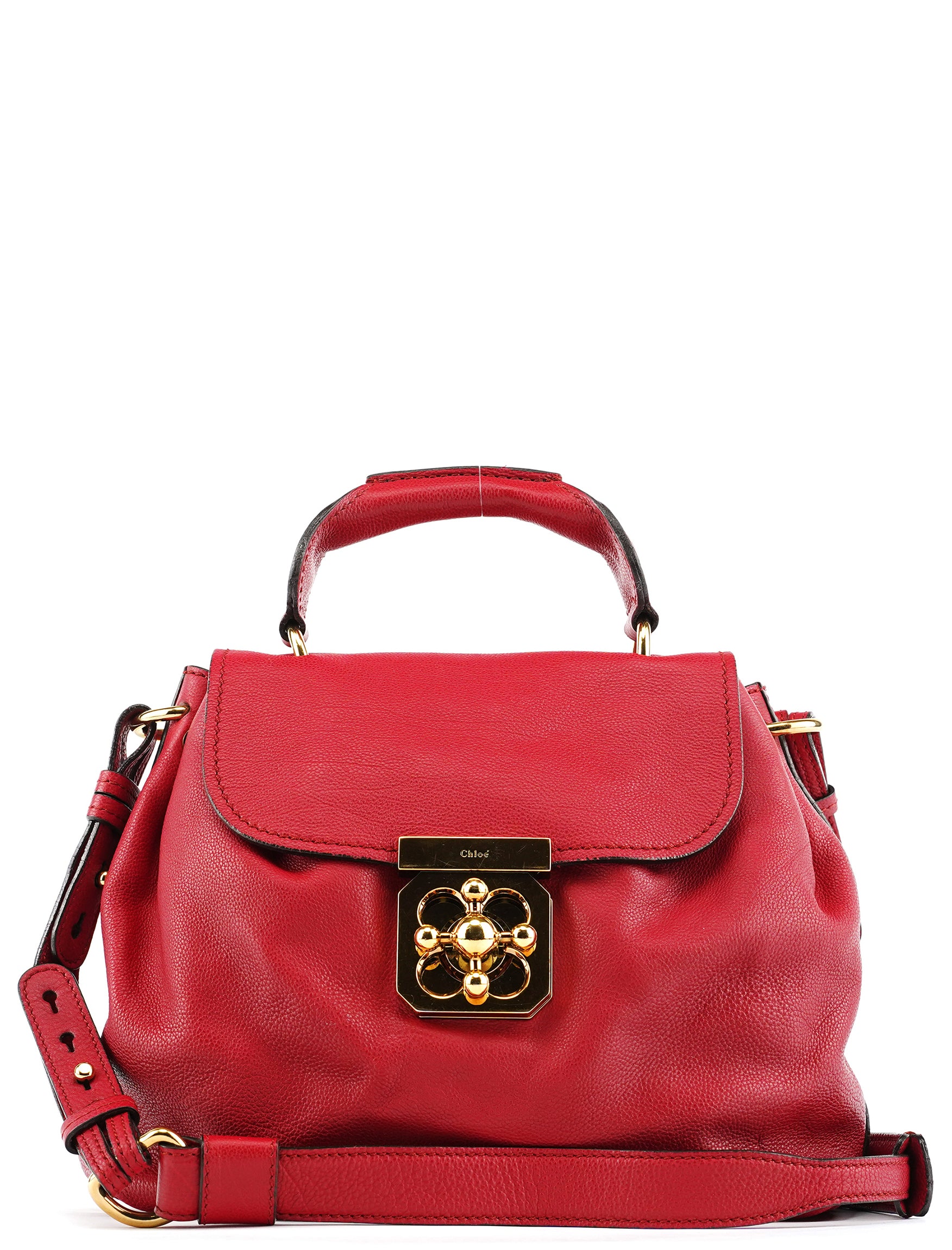 Chloe Red Leather Elsie 2-Way Shoulder Bag