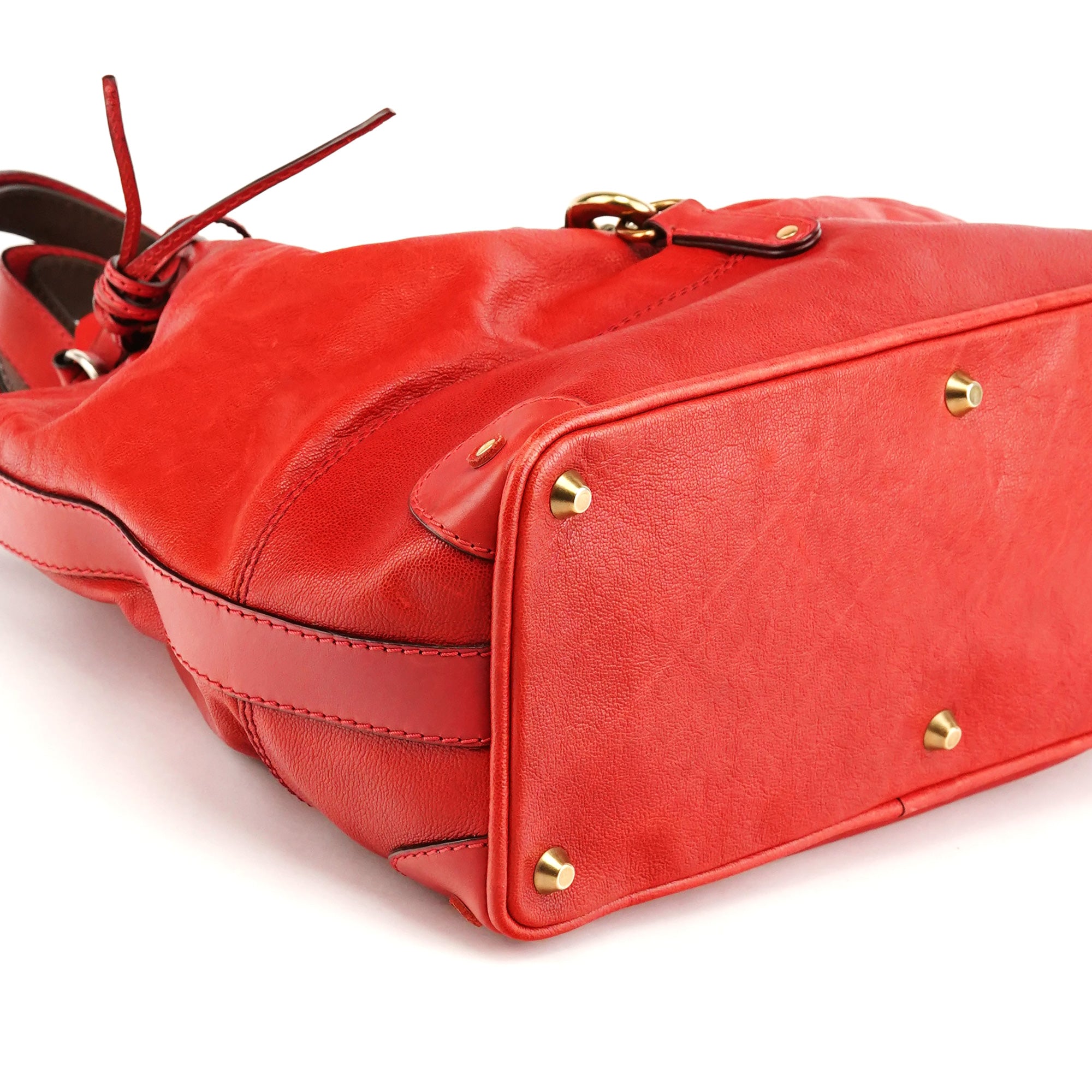 Chloé Red Leather Kerala Horse Charm Tote Bag
