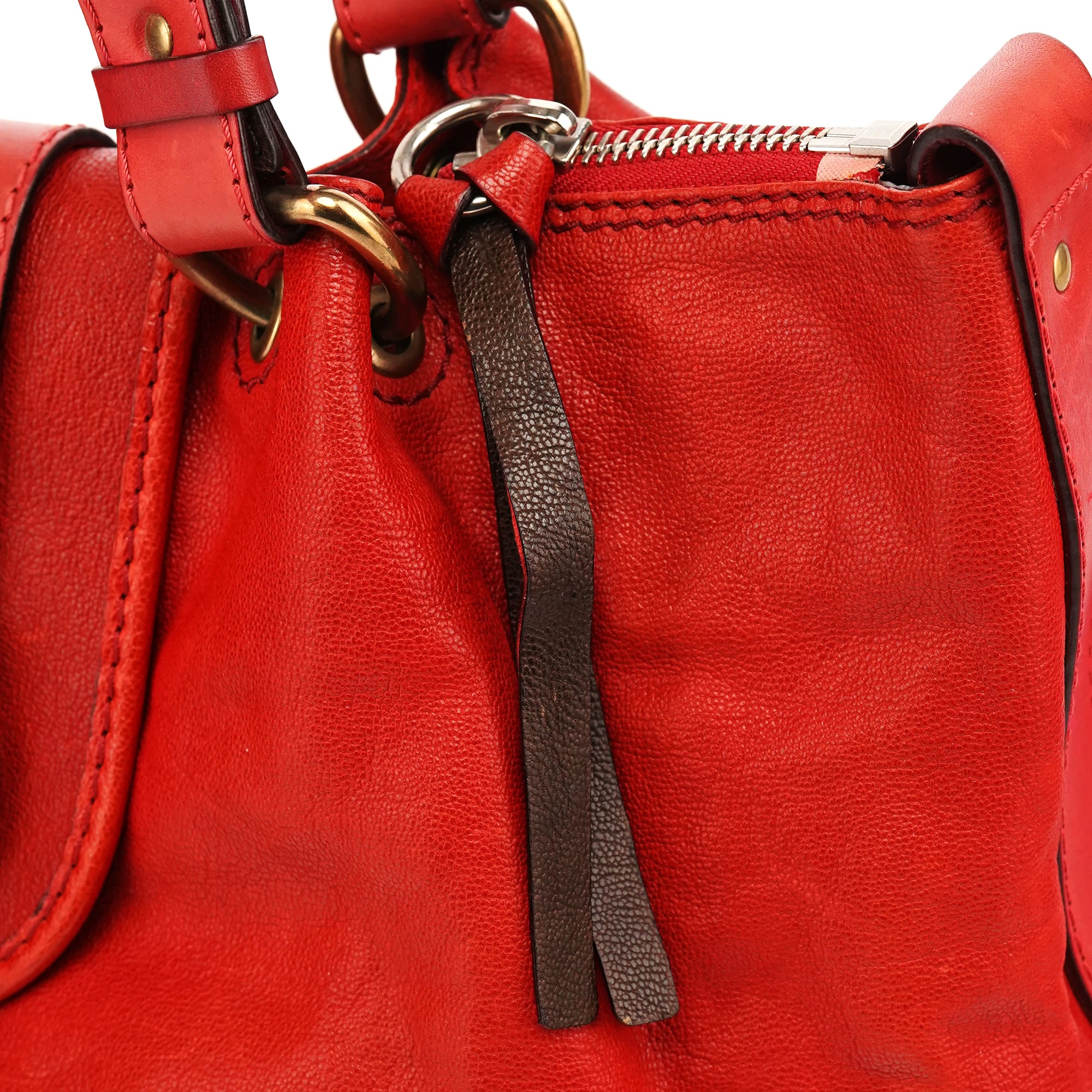 Chloé Red Leather Kerala Horse Charm Tote Bag