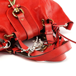 Chloé Red Leather Kerala Horse Charm Tote Bag