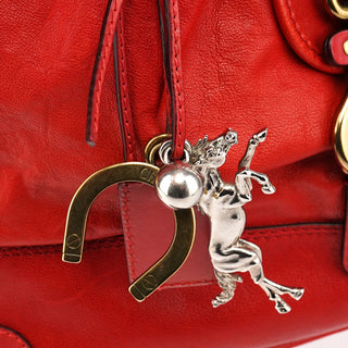 Chloé Red Leather Kerala Horse Charm Tote Bag